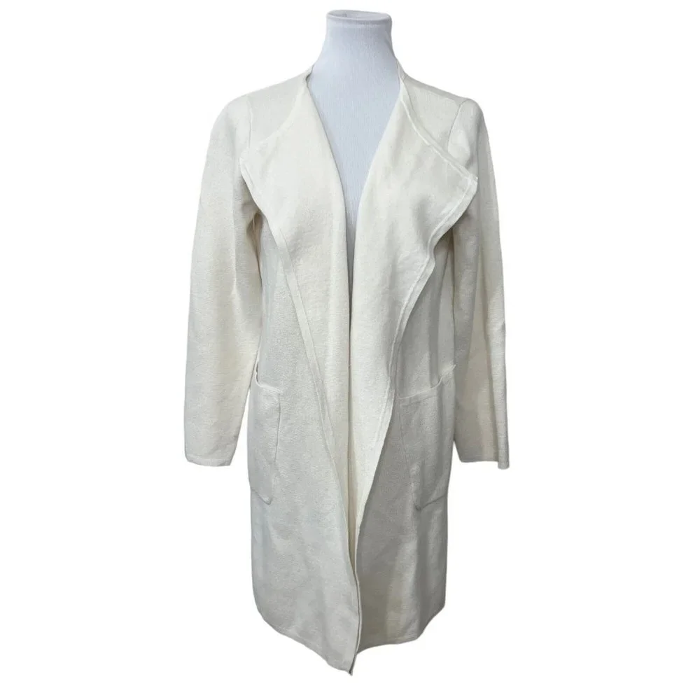 J Crew Womens Juliette Collarless Sweater Blazer M Medium Pockets White